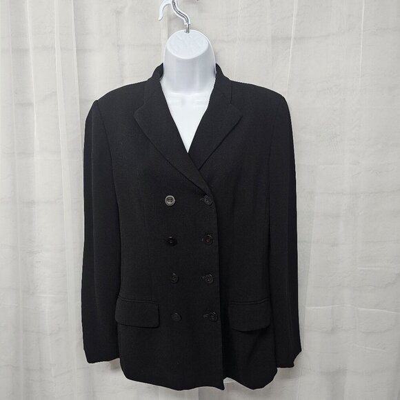 Vintage Anne Klein Black Double Breasted Blazer Office Business Class 6 - Picture 1 of 11